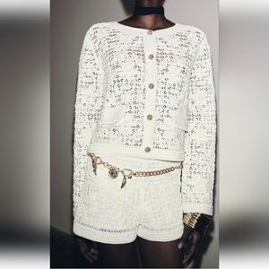Elegant White Crochet Cardigan